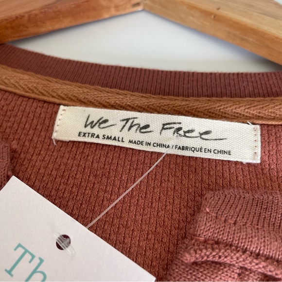 Free People Mikah Notch Neck Long Sleeve Blouse Autumn Orange Size XS Fall Boho - Picture 6 of 12